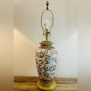 Large Chinoiserie Urn Table Lamp Hand-painted Vintage